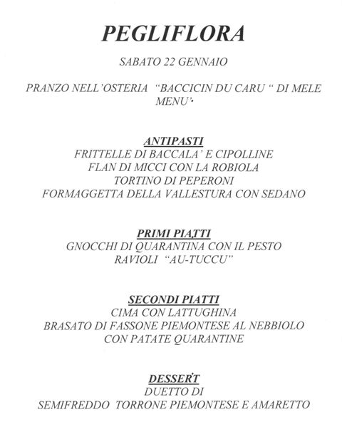 Menu al "Baccicin du Caru"